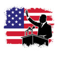 Martin Luther King Jr. Podium Speech Graphic with Grunge American Flag Background