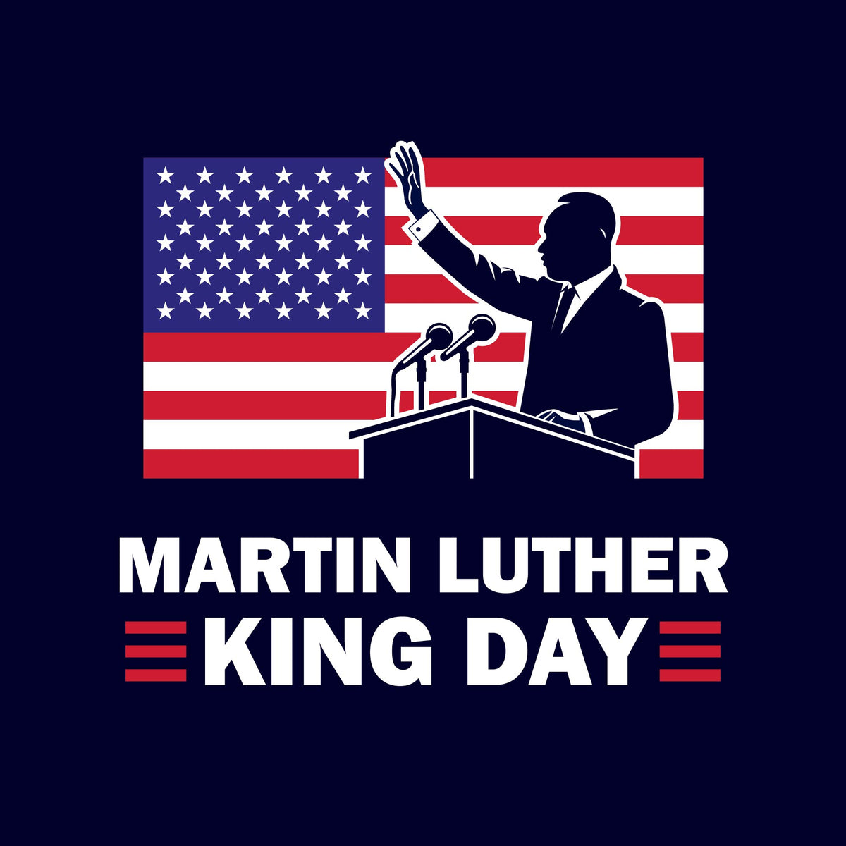 Martin Luther King Day Poster Artwork with Flag & Typography