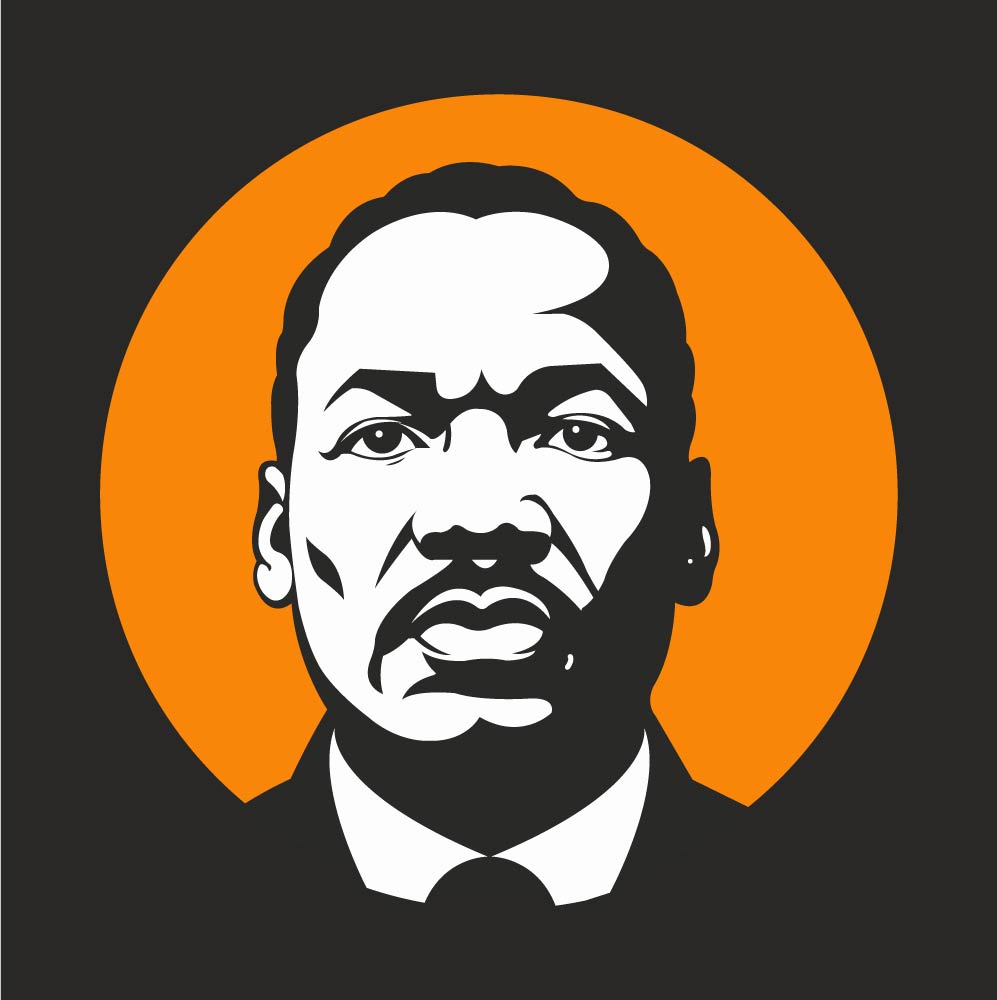 Minimalist Martin Luther King Jr. Orange Circle Portrait Graphic
