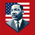 Geometric Geometric MLK Portrait with American Flag Graphic