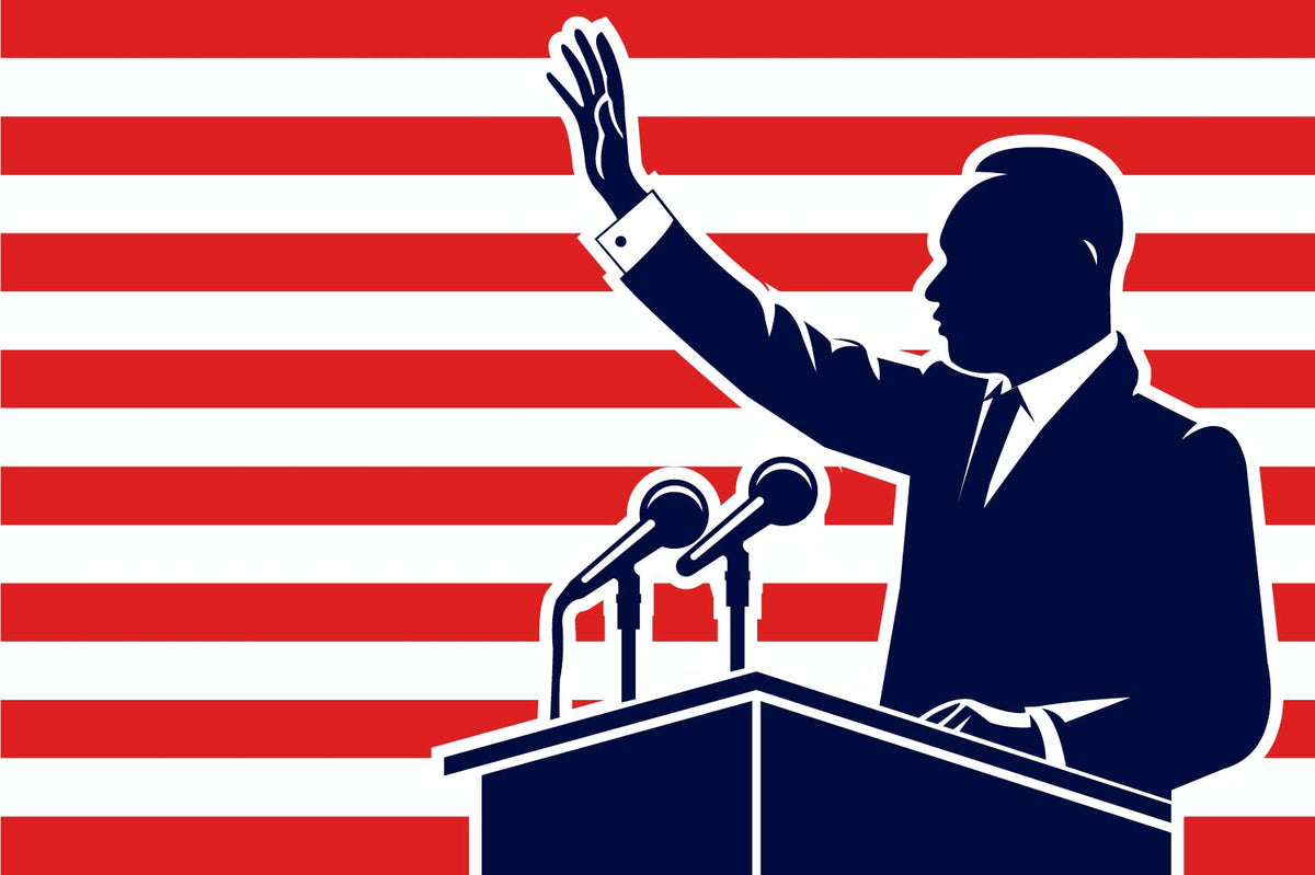 Martin Luther King Jr. Speech Silhouette with Red Stripes Background Graphic