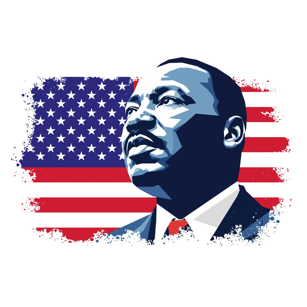 Martin Luther King Jr. Hope Style Portrait with Distressed American Flag Graphic