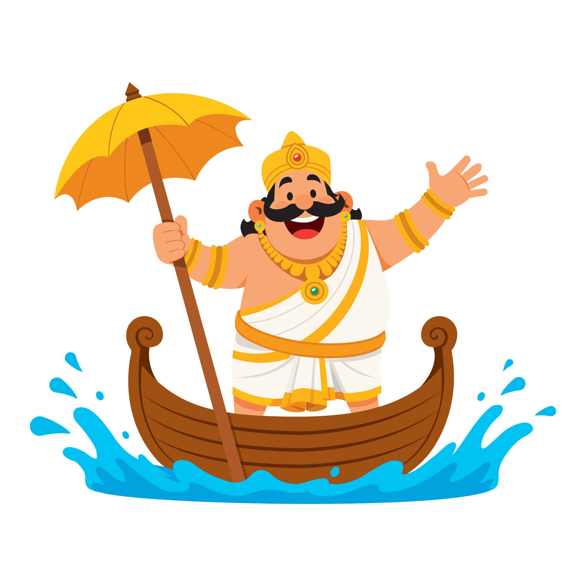 King Mahabali on Vallam Boat Vector