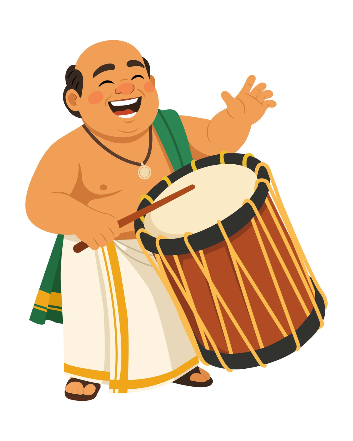 Traditional Kerala Chenda Player Vector Illustration – Chenda Melam Festival Drummer Art