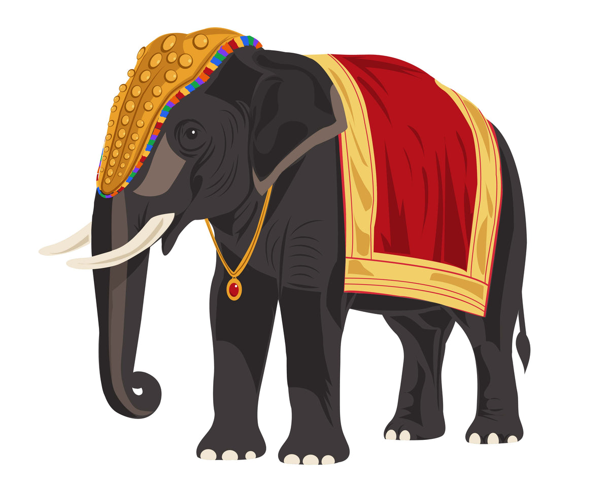 Decorated Kerala Temple Elephant Illustration